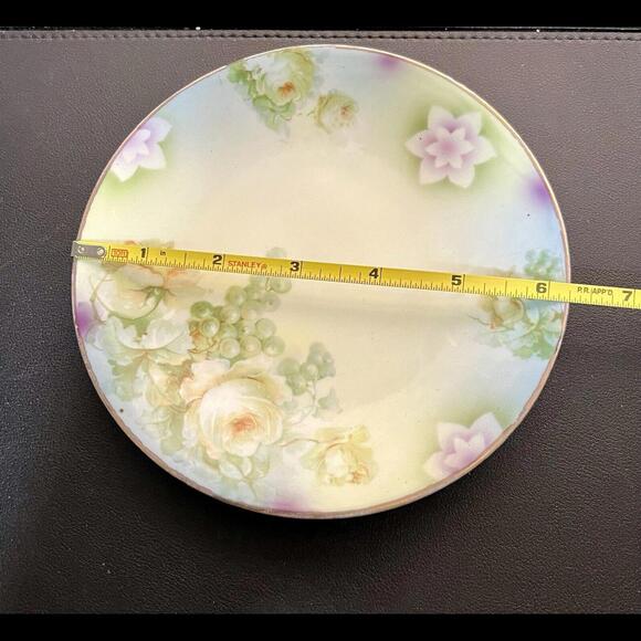 Steinmann Silesien Bavaria Vintage 1932-1938 Hand Painted Roses Grapes Plate 6.5 - Picture 8 of 11